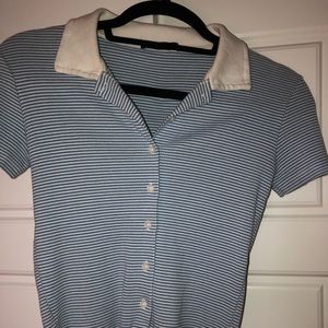Blue and white striped Brandy collared shirt